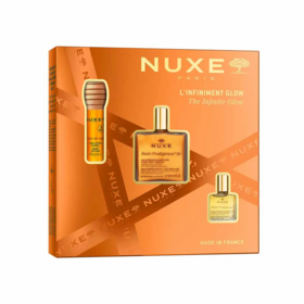 Nuxe Prodigieux Coffret Infiniment Glow – Huile Prodigieuse Or 50 ml + Huile Prodigieuse 10 ml + Rêve de Miel Soin Lèvres 10 ml — Coffret Éclat & Nutrition