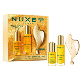 Nuxe Coffret Super Serum [10] L’Excellence du Soin Visage – Concentré Anti-Âge 30 ml, Concentré Yeux 15 ml et outil de massage offert