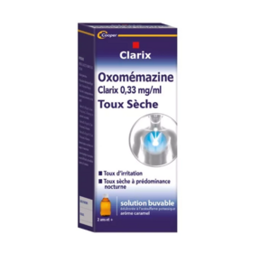 Cooper Clarix Oxomémazine 0,33 mg/ml Sirop 150 ml – Médicament contre la toux sèche