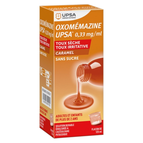 Oxomémazine 0,33mg/ml Sirop Sans sucre pour la toux sèche Upsa 150 ml