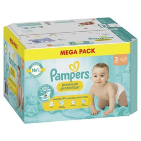 Pampers Premium Protection couches taille 3 6-10 kg voile Dermacomfort triple protection anti-fuites — pack de 114 couches