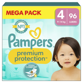Pampers Premium Protection couches taille 4 9-14 kg voile Dermacomfort triple protection anti-fuites — pack de 96 couches