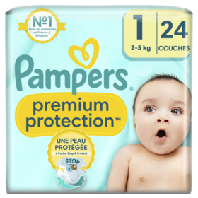 Pampers Premium Protection couches taille 1 2-5 kg — pack de 24 couches nouveau-né double protection
