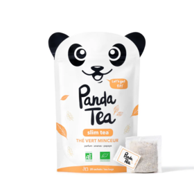 Panda Tea Slim Tea – Thé vert bio ananas-papaye au maté, 28 sachets