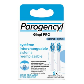 PAROGENCYL Kit Recharge Brosse à Dents Gingi Pro Souple Système Interchangeable - Lot de 2 Têtes