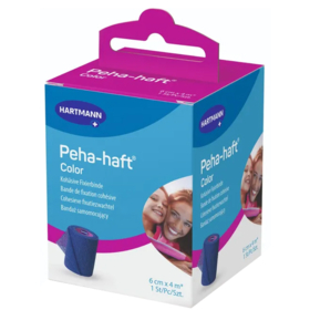 PEHA-HAFT - Bande de Fixation Cohésive Bleue 6 cm x 4 m - 1 unité