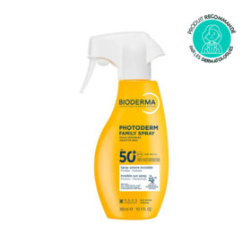 Bioderma Photoderm Family Spray solaire invisible SPF50+ 300 ml — spray solaire famille peaux sensibles visage et corps
