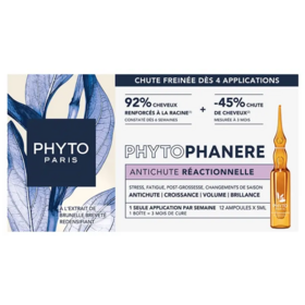 Phyto Phytophanère traitement antichute réactionnelle 12 x 5 ml — soin revitalisant volume et force
