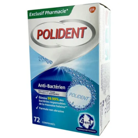 Polident Anti-Bactérien Nettoyant pour Appareils Dentaires - 72 comprimés