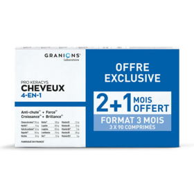 Granions Pro Keracys Cheveux 4 en 1 3 x 90 comprimés chute de cheveux - 3 mois