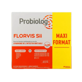 Probiolog Florvis Sii 56 sticks – complément alimentaire stress intestinal et syndrome intestin irritable – goût framboise