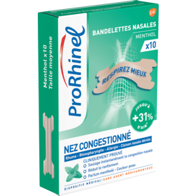 PRORHINEL - Bandelettes nasales Menthol - Lot de 10 Bandelettes