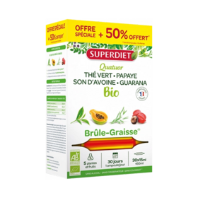 Superdiet Quatuor Brûle-graisse Bio Thé Vert Papaye 15ml 30 Ampoules