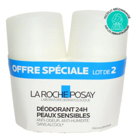 La Roche-Posay déodorant bille 24h peaux sensibles 2x50 ml – déodorant anti-odeur sans alcool