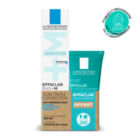 La Roche-Posay Effaclar Duo+M Soin triple correction anti-imperfections 40ml + Gel Micropeeling Visage-Corps 50ml Offert