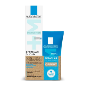 La Roche-Posay Effaclar Duo+M Soin triple correction anti-imperfections 40ml + Gel moussant 50ml Offert