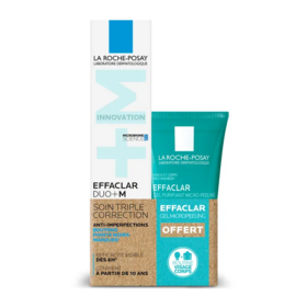 La Roche-Posay Effaclar Duo+M Soin triple correction anti-imperfections 40ml + Gel Micropeeling Visage-Corps 50ml Offert