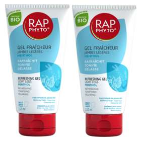 RAP PHYTO - Gel Fraîcheur Jambes Légères Menthol Bio - Lot de 2 x 150 ml