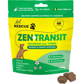 Rescue® Pets Zen+ transit friandises pour chiens – complément apaisant et soutien digestif aux prébiotiques et fleurs de bach