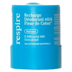 Respire Éco-recharge Déodorant stick fleur de coton 50 g – recharge déodorant naturel 48h