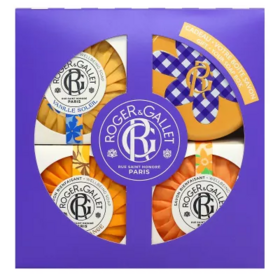 Roger & Gallet Coffret Trio Savons Bienfaisants Vanille Soleil, Néroli et Bois d'Orange + Boîte à Savon Offerte – 3 x 100 g