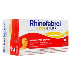 RHINOFEBRAL - Jour & Nuit - Rhume Etats Grippaux - Boîte de 8 sachets Jour + 4 sachets Nuit 