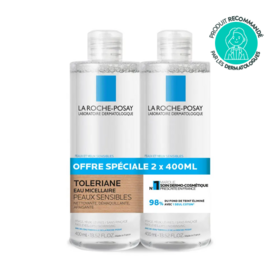 La Roche-Posay Toleriane Eau micellaire 2 x 400 ml, Démaquillant peaux sensibles