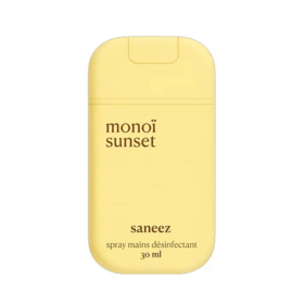Saneez Spray Mains Désinfectant Monoï Sunset 30 ml – Désinfection des mains sans rinçage au parfum monoï