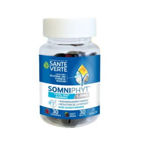 Santé Verte Somniphyt total nuit 30 gummies – Mélatonine 1,9 mg et plantes relaxantes – Endormissement rapide et sommeil réparateur