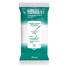 Saugella Antiseptique naturel lingette intime nettoyante 15 lingettes