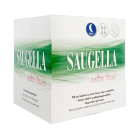 Saugella Cotton Touch Serviettes extra-fines nuit 12 serviettes