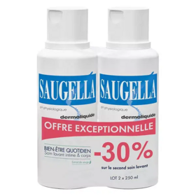 Saugella Dermoliquide Soin Lavant Intime et corp 2 x 250 ml