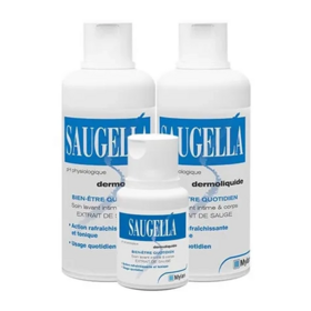 Saugella Dermoliquide Soin Lavant Intime 2 x 500ml + 100 ml OFFERT