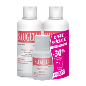 Saugella Poligyn Soin Lavant Intime Apaisant et Emollient 2 x 500 ml + 100 ml OFFERT