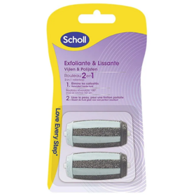 Scholl Rouleaux de remplacement 2 en 1 exfoliants et lissants râpe électrique — pack de 2 recharges compatibles toutes râpes Scholl