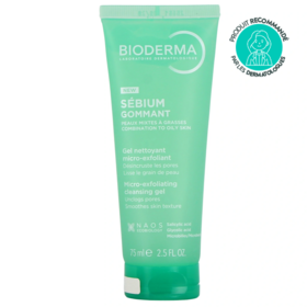 Bioderma Sébium gel gommant peaux mixtes à grasses — tube de 75 ml