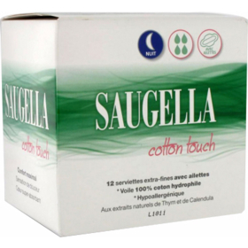 Saugella Serviette Hygiénique Cotton Touch Nuit - 12 serviettes
