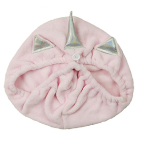 Serviette Magique Cheveux Microfibre Enfant - Licorne Rose - 1 unité