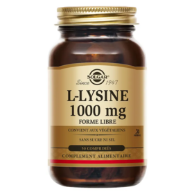 Solgar L-Lysine 1000 mg 50 comprimés acide aminé essentiel soutien immunitaire