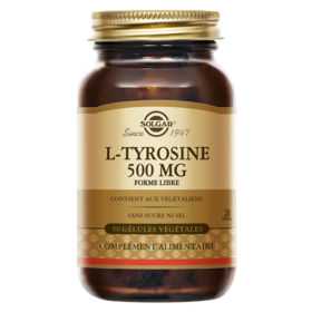 Solgar L-Tyrosine 500 mg – Acide aminé précurseur de la dopamine – 50 gélules