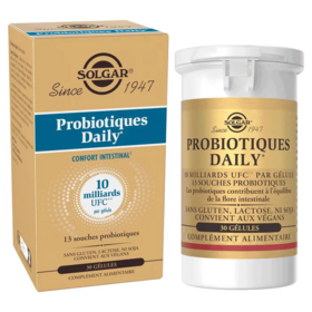 Solgar Probiotiques Daily 30 gélules – Équilibre du microbiote et confort digestif – 13 souches vivantes et 10 milliards UFC