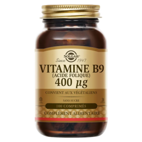 Solgar Vitamine B9 Acide Folique 400 mcg 100 comprimés folates énergie & équilibre cellulaire