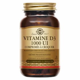 Solgar Vitamine D3 1000 UI comprimés à croquer os, immunité & vitalité