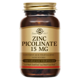 Solgar Zinc Picolinate 15 mg Défenses immunitaires & beauté des cheveux peau et ongles 100 gélules végétales
