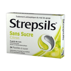 Strepsils Sans Sucre Citron 24 pastilles