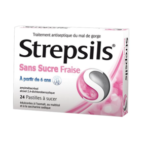 Strepsils Fraise Sans Sucre 24 pastilles