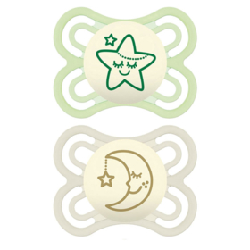 Sucette 0 à 6 mois Silicone Perfect Nuit Motifs Aléatoires - Lot de 2 sucettes