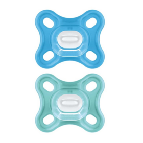 Sucette 2-6 mois Silicone Bleu Motifs Aléatoires - Lot de 2 sucettes