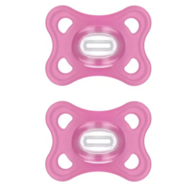 Sucette 2-6 mois Silicone Rose Motifs Aléatoires - Lot de 2 sucettes