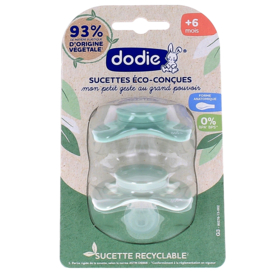 Sucette +6 mois Silicone Anatomique Eco-conçues Vert - Lot de 2 sucettes